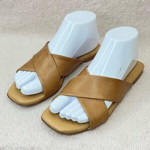 Nisolo Leather Crossover Sandals Slides-Tan-Women’s 7-Designer-Casual-Summer-